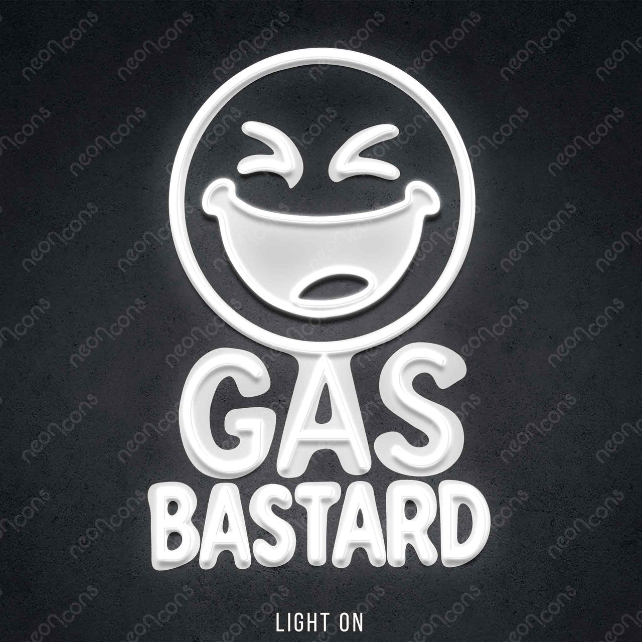 "Gas Bastard" LED Neon x Print 45cm (1.5ft) / White / LED Neon by Neon Icons