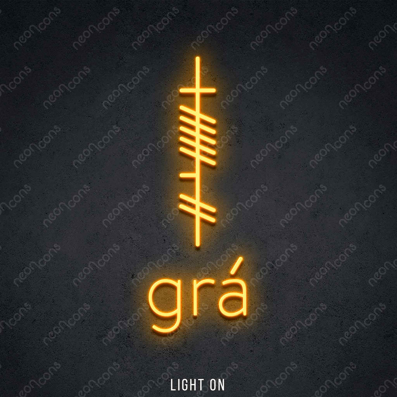 "Ogham - Gra - Love" LED Neon 60cm (2ft) / Orange by Neon Icons