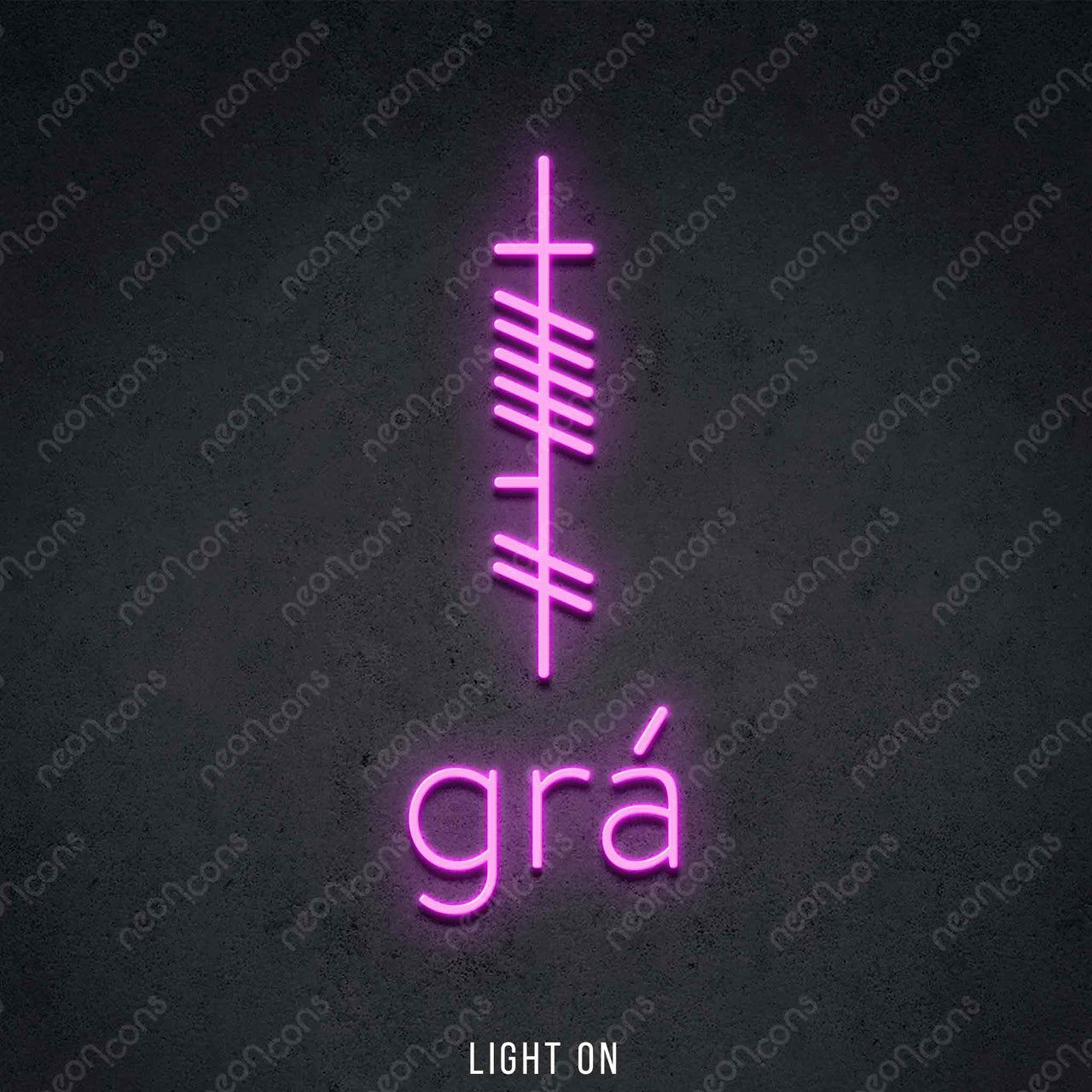 "Ogham - Gra - Love" LED Neon 60cm (2ft) / Pink by Neon Icons