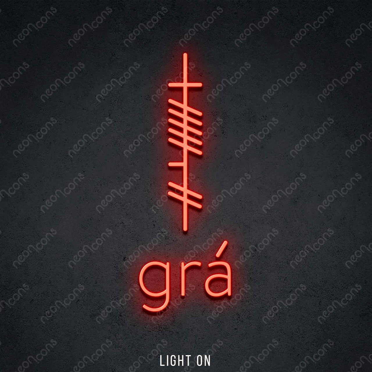 "Ogham - Gra - Love" LED Neon 60cm (2ft) / Red by Neon Icons