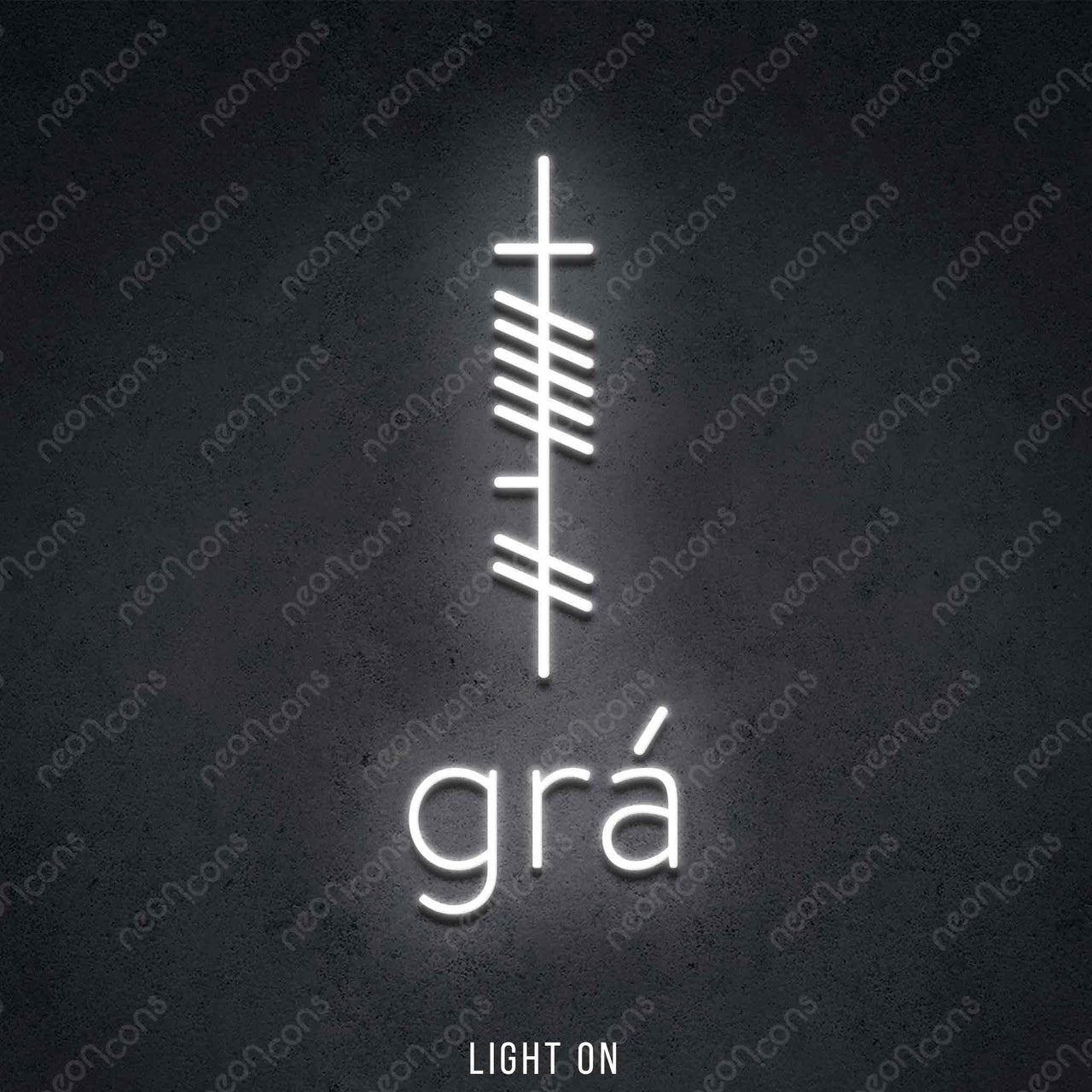 "Ogham - Gra - Love" LED Neon 60cm (2ft) / White by Neon Icons