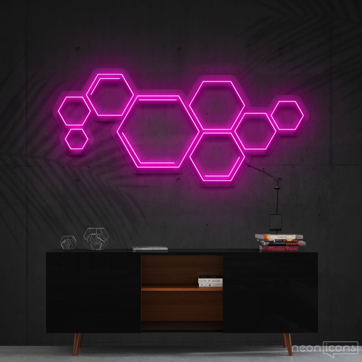 "Honeycomb" Neon Sign 60cm (2ft) / Pink / Cut to Shape by Neon Icons