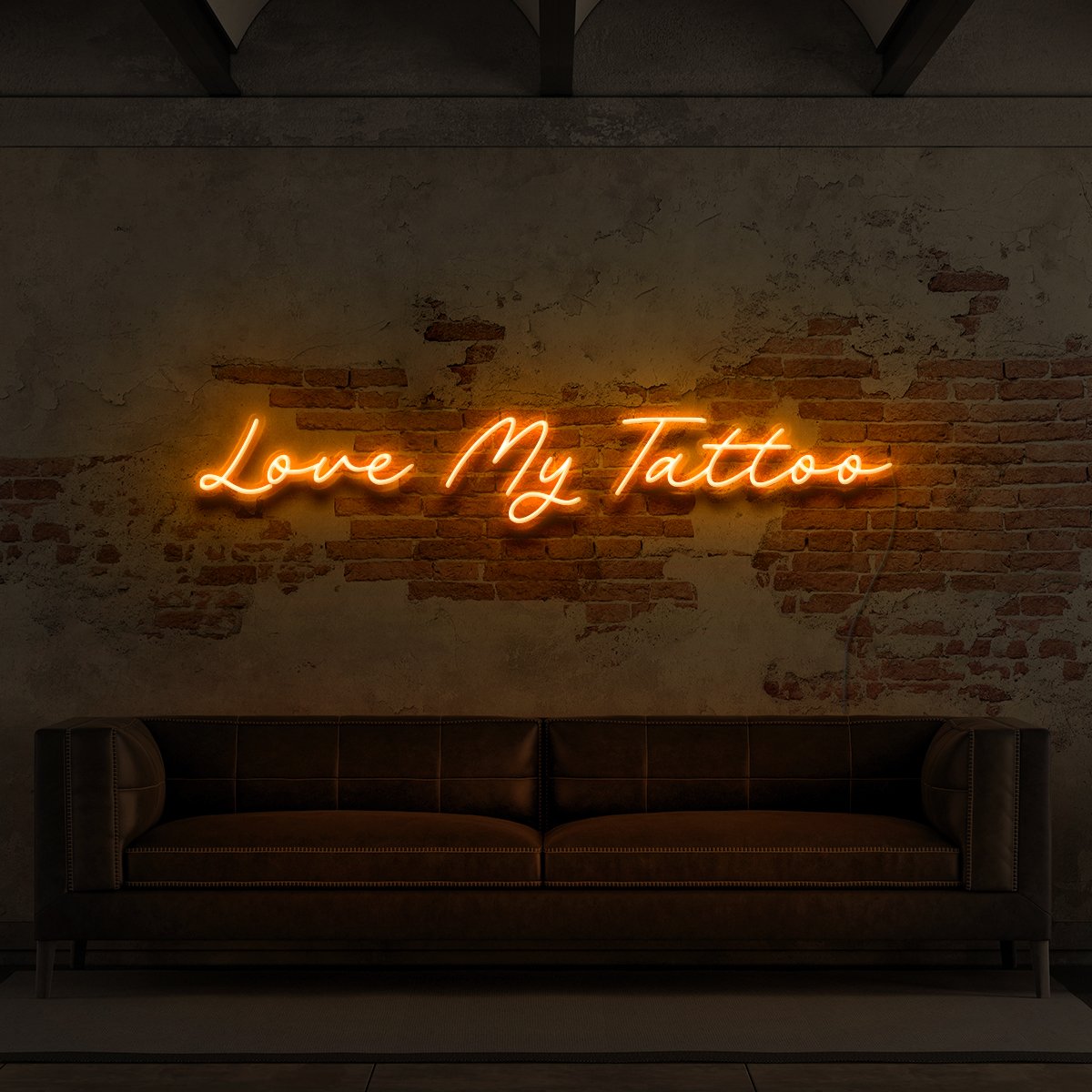 "Love My Tattoo" Neon Sign for Tattoo Parlours 90cm (3ft) / Orange / LED Neon by Neon Icons