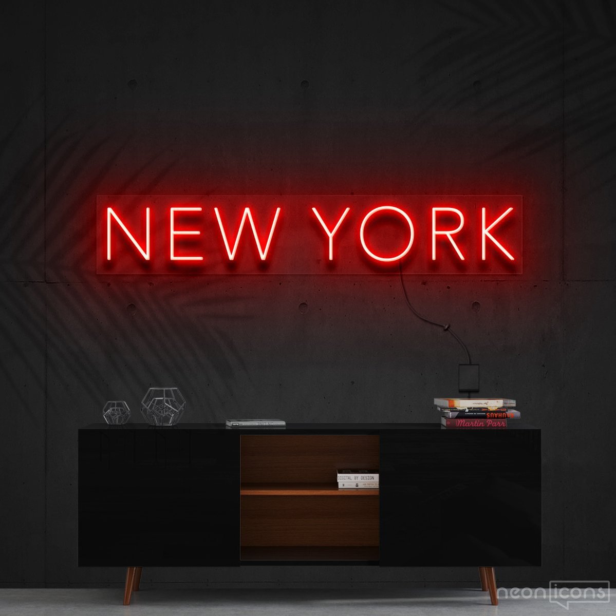 "New York" Neon Sign 60cm (2ft) / Red / Cut to Shape by Neon Icons