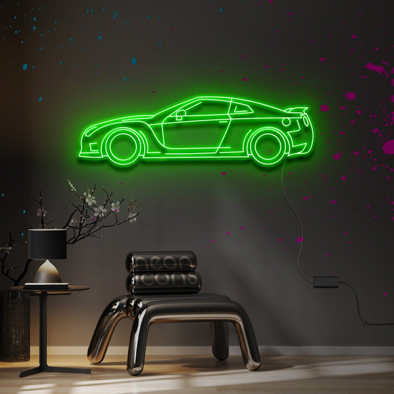 "Nissan R35 GTR" Neon Sign 4ft x 1.3ft / Green / LED Neon by Neon Icons