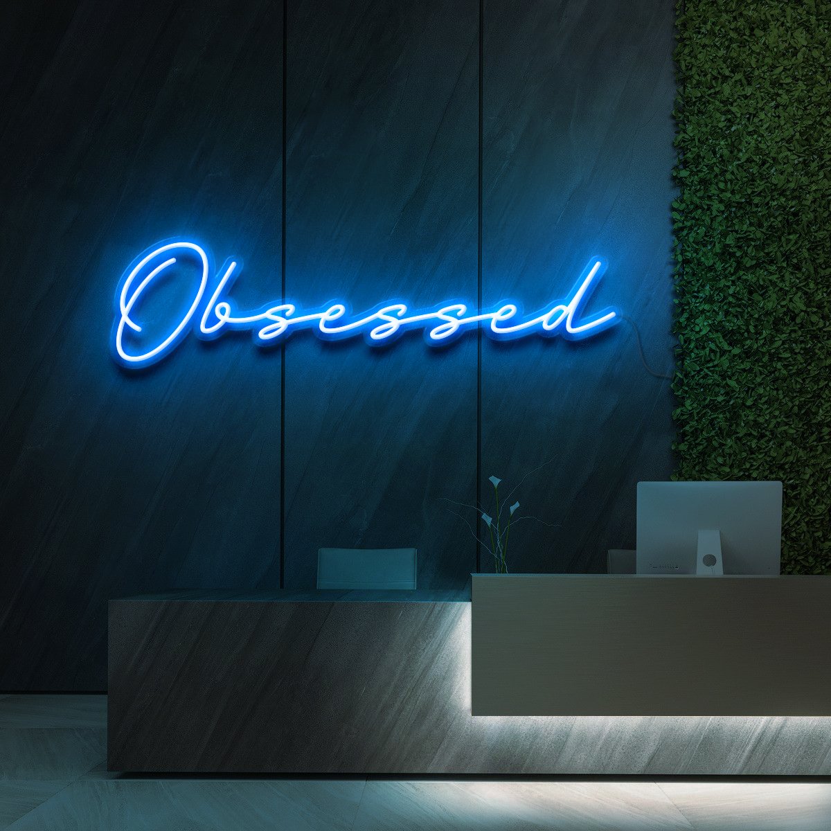 "Obsessed" Neon Sign for Beauty Salons & Cosmetic Studios 90cm (3ft) / Ice Blue / LED Neon by Neon Icons