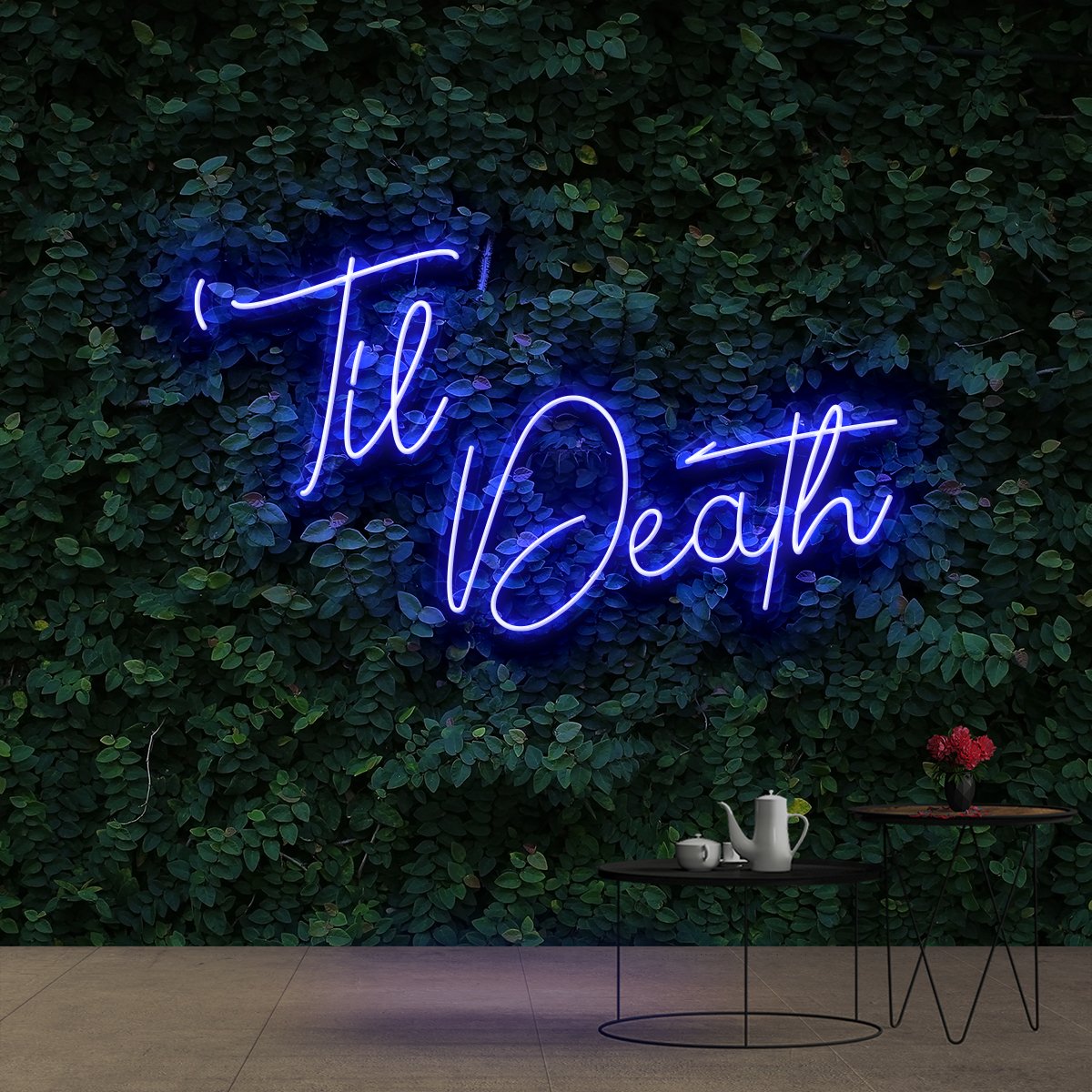 "Til Death" Neon Sign 60cm (2ft) / Blue / Cut to Shape by Neon Icons