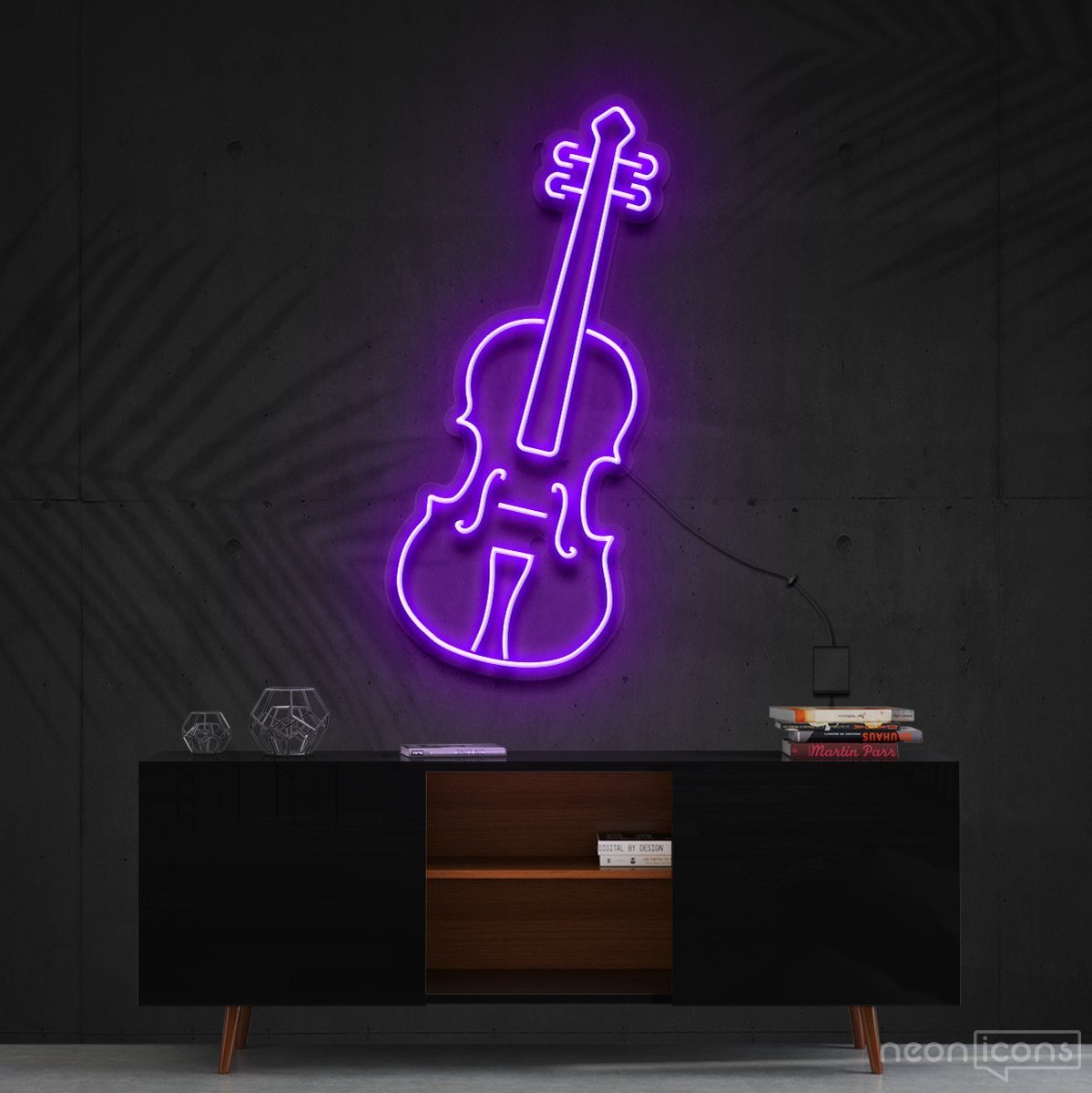 "Violin" Neon Sign 60cm (2ft) / Purple / Cut to Shape by Neon Icons