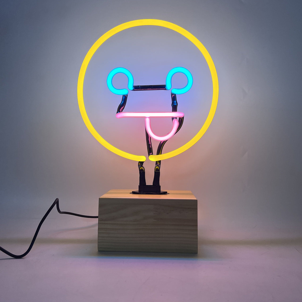 "Silly Face Emoji" Glass Neon Lamp by Neon Icons