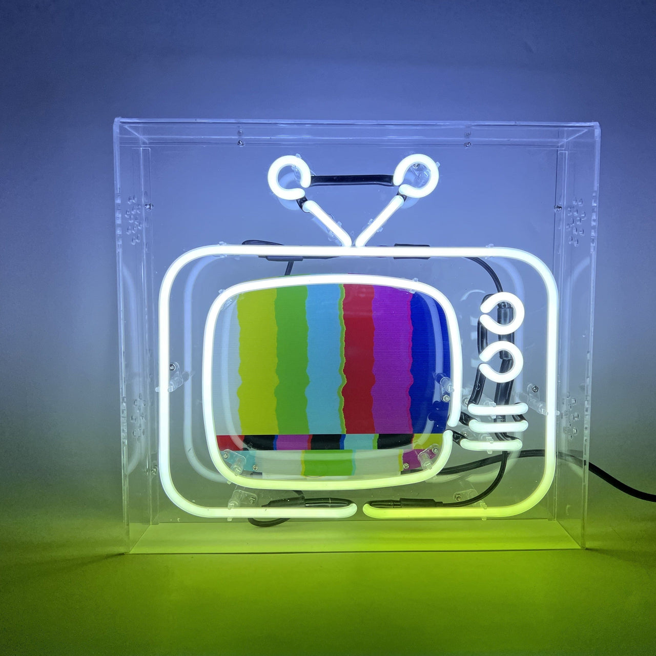 "TV" Glass Neon Lamp in Acrylic Box by Neon Icons