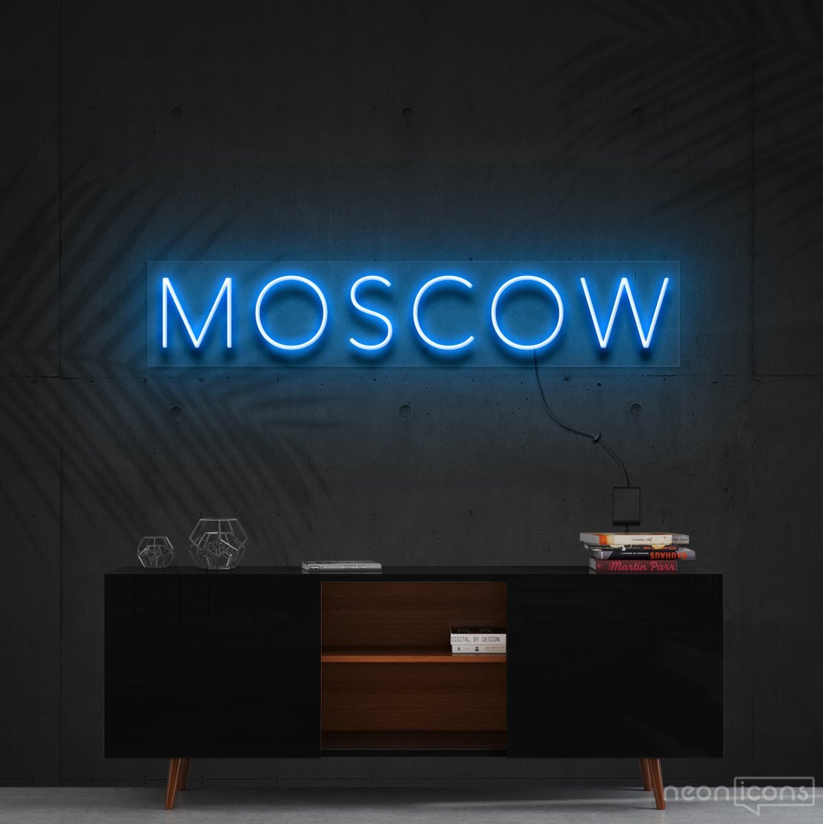 "Moscow" Neon Sign 60cm (2ft) / Ice Blue / Cut to Shape by Neon Icons